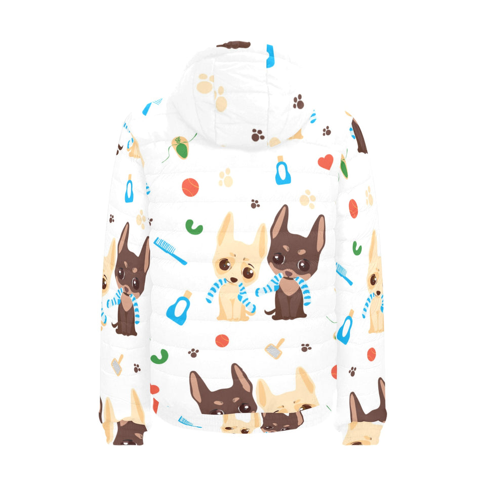 Cute Chihuahua dog pattern Men's Padded Hooded Jacket