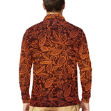 cacao beans tribal polynesian pattern Men's Long Sleeve Polo Shirt