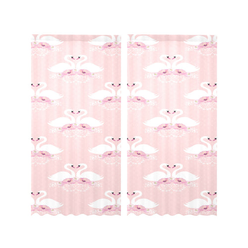White swan and flower love pattern Gauze Curtain