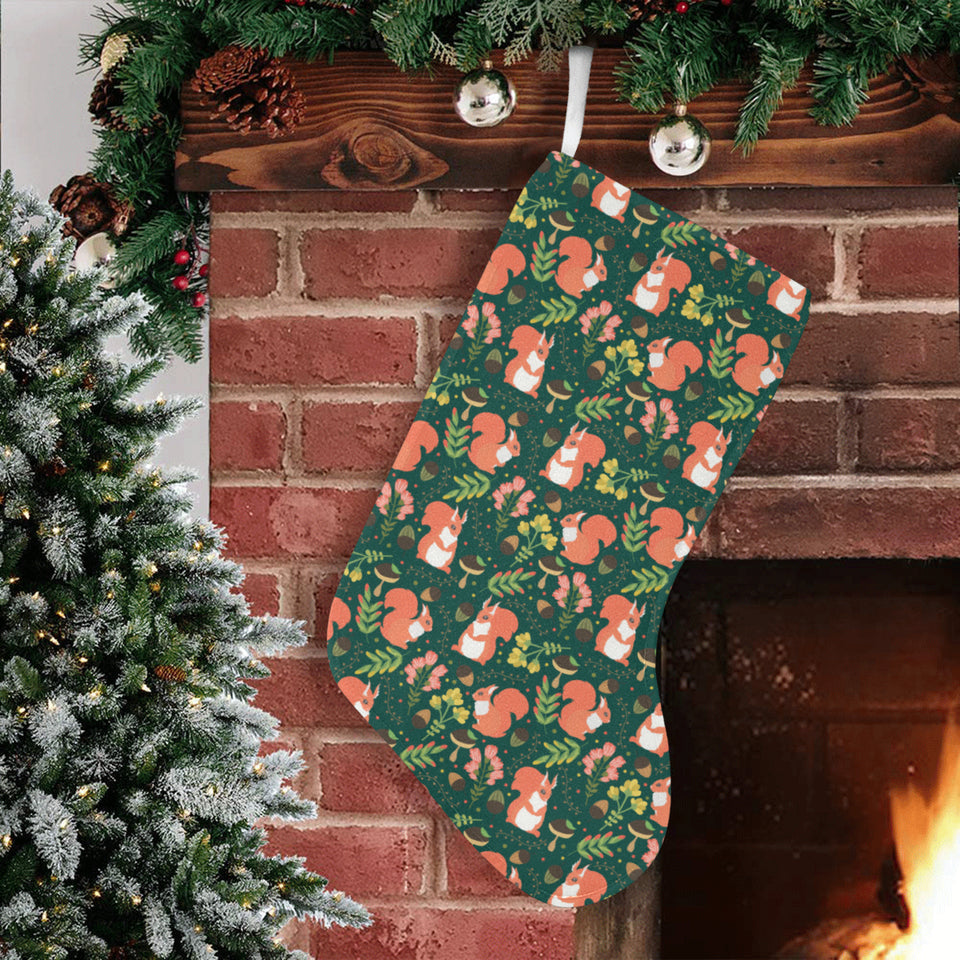 Squirrel Pattern Print Design 03 Christmas Stocking