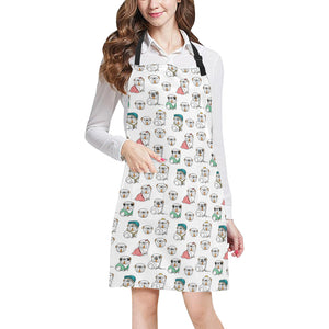 English Bulldog Pattern Print Design 03 All Over Print Adjustable Apron