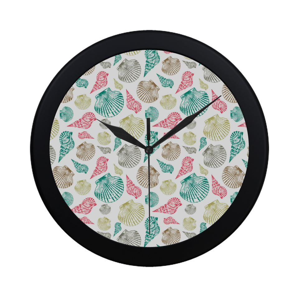 Colorful shell pattern Elegant Black Wall Clock