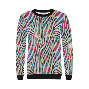 Colorful zebra skin pattern Women's Crew Neck Sweatshirt