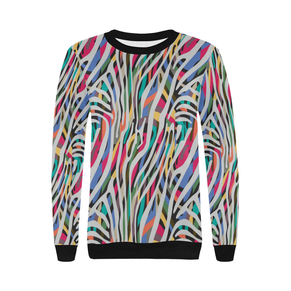 Colorful zebra skin pattern Women's Crew Neck Sweatshirt