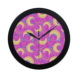 Moon pink rose background Elegant Black Wall Clock