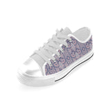 Indian Batik Style pattern Men's Low Top Canvas Shoes White