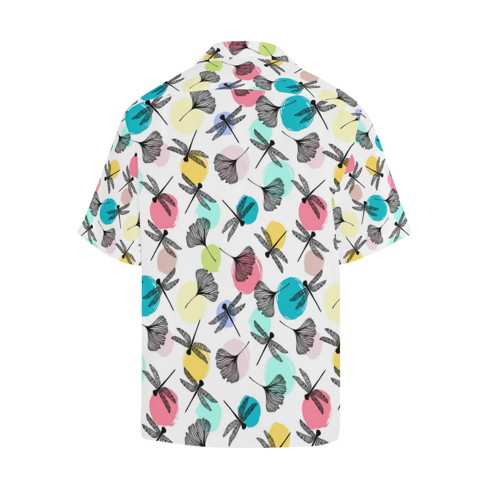 Dragonflies ginkgo leaves pattern Men's All Over Print Hawaiian Shirt