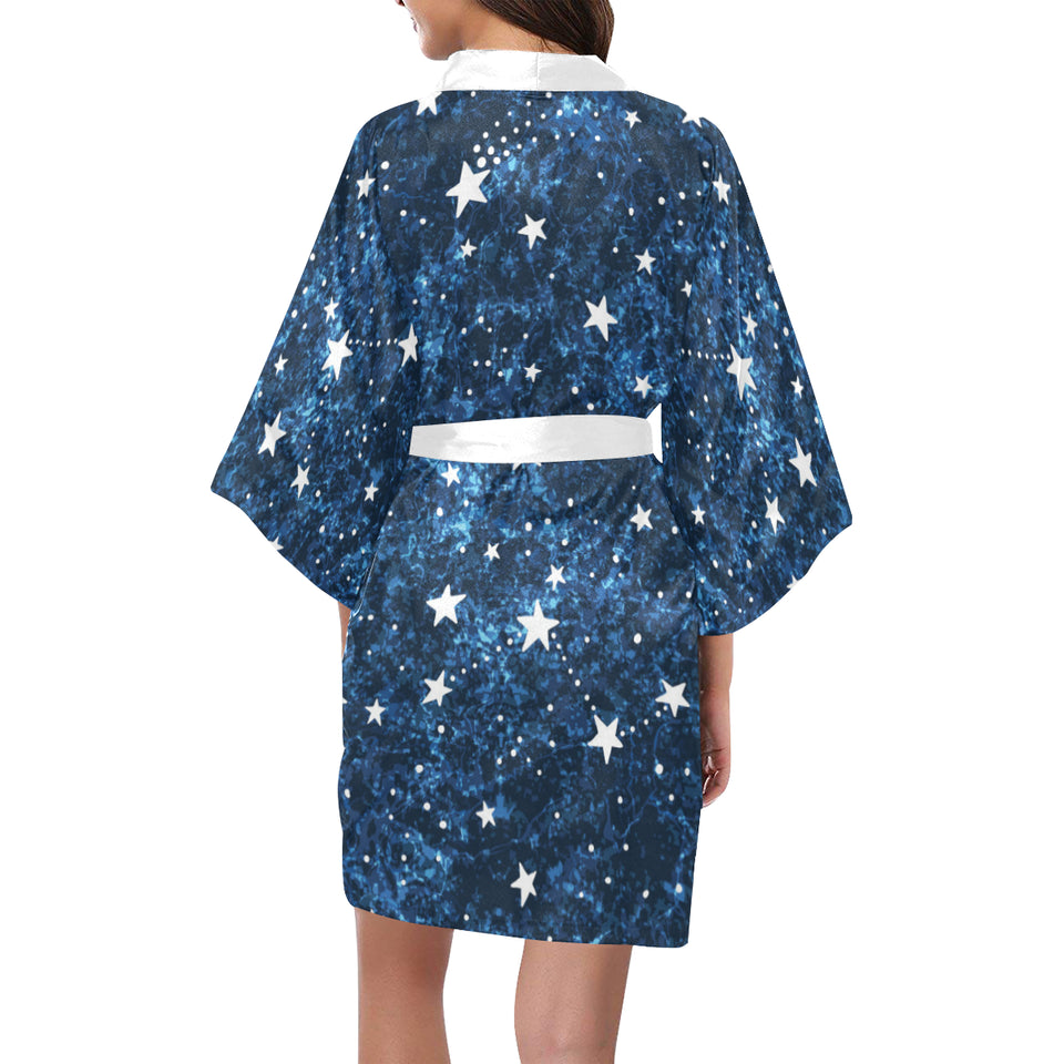 Night sky star pattern Women's Short Kimono Robe