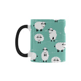 Cute sheep green background Morphing Mug Heat Changing Mug