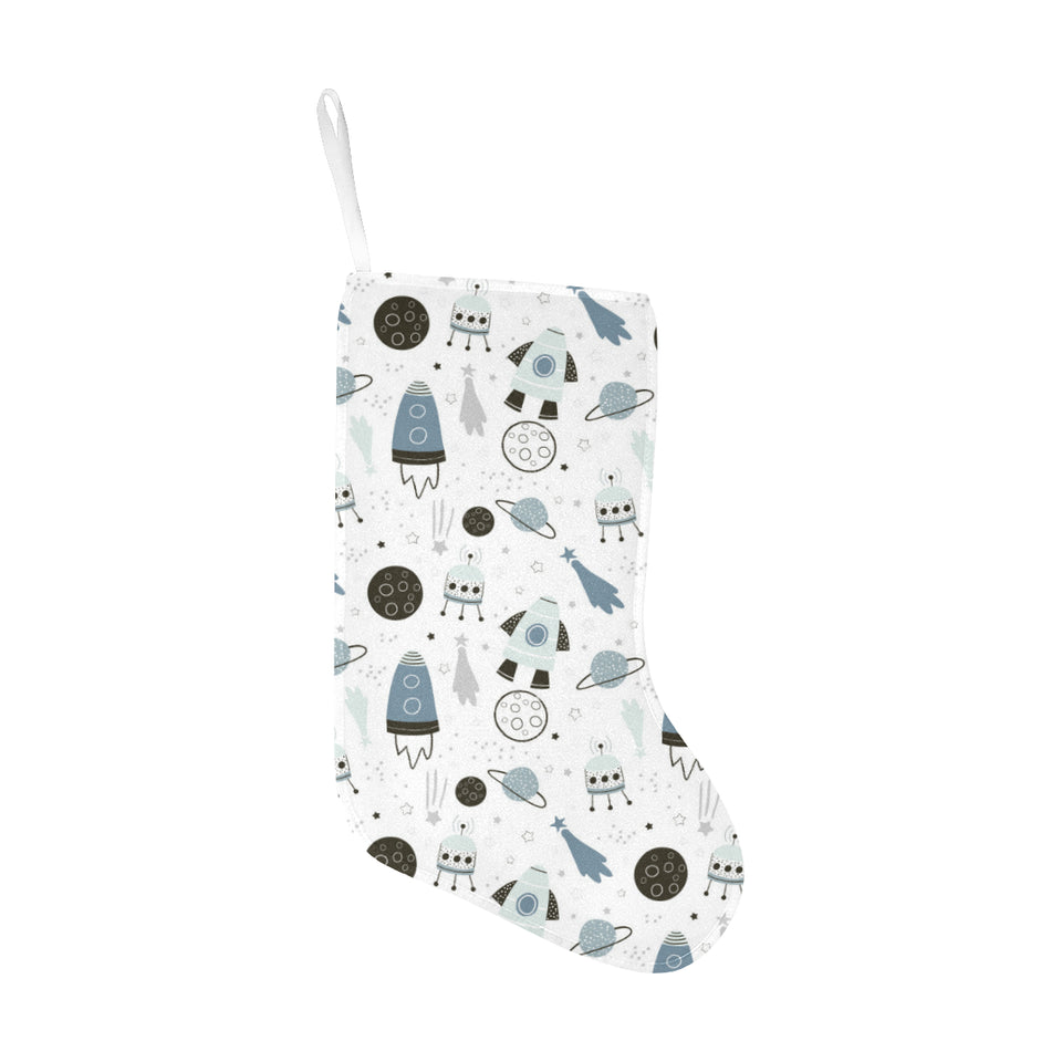 Hand drawn space elements space rocket star planet Christmas Stocking