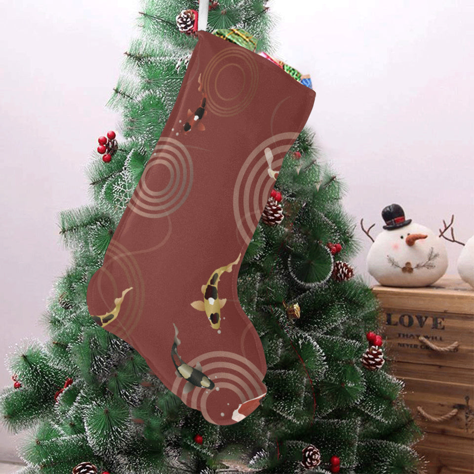 Koi Fish Carp Fish red background Christmas Stocking