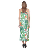 Cactus design pattern copy V-Neck Open Fork Long Dress