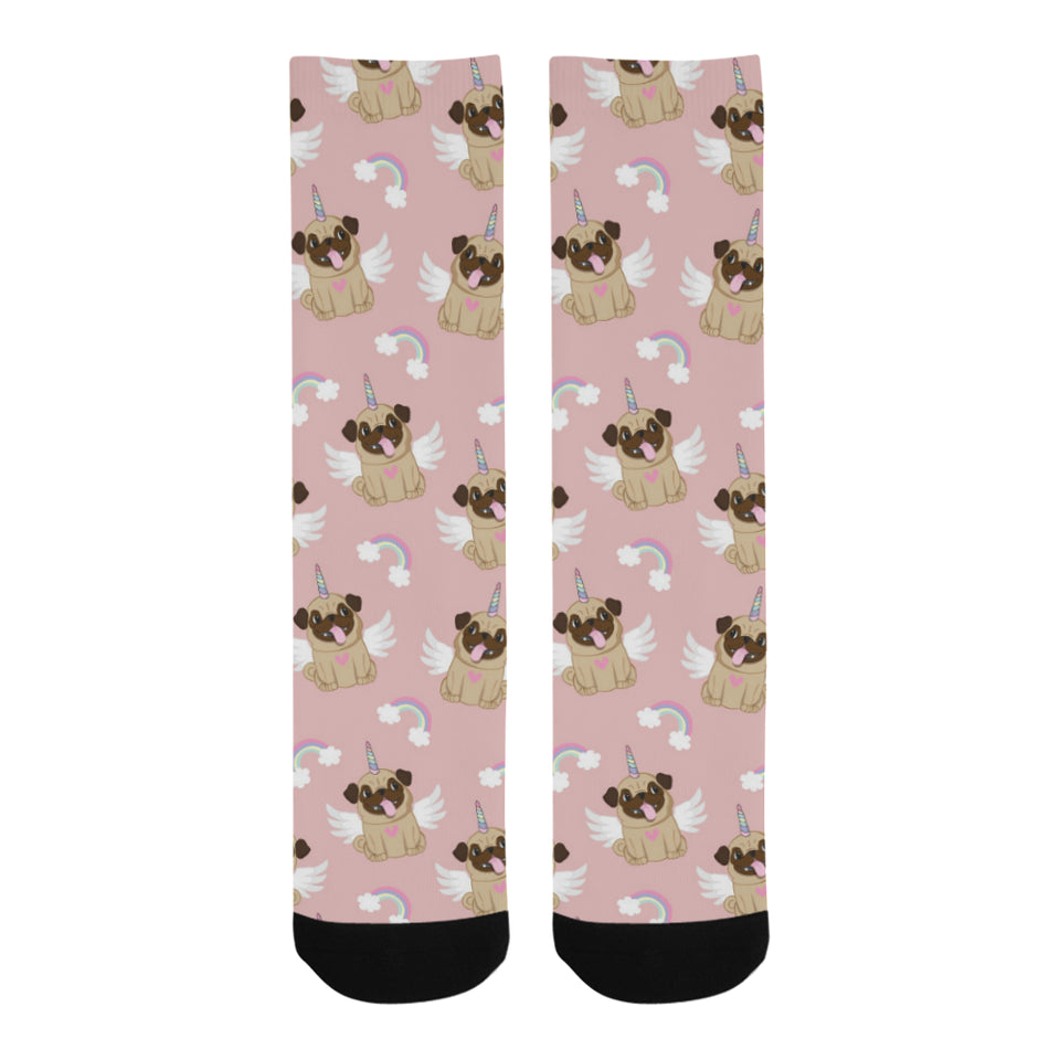 Cute unicorn pug pattern Crew Socks