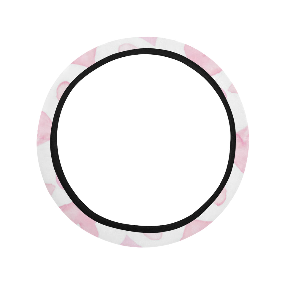 Watercolor pink heart pattern Car Steering Wheel Cover
