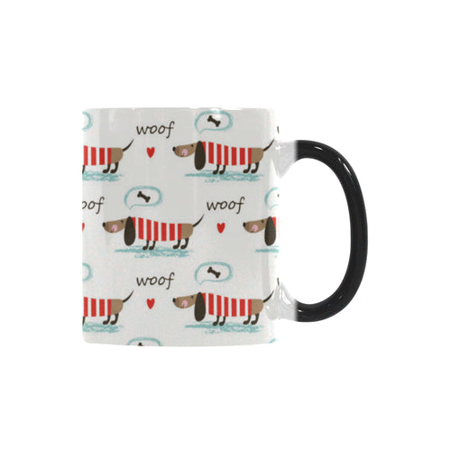 Cute dachshund bone pattern Morphing Mug Heat Changing Mug