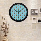electric guitar pattern light blue background Elegant Black Wall Clock