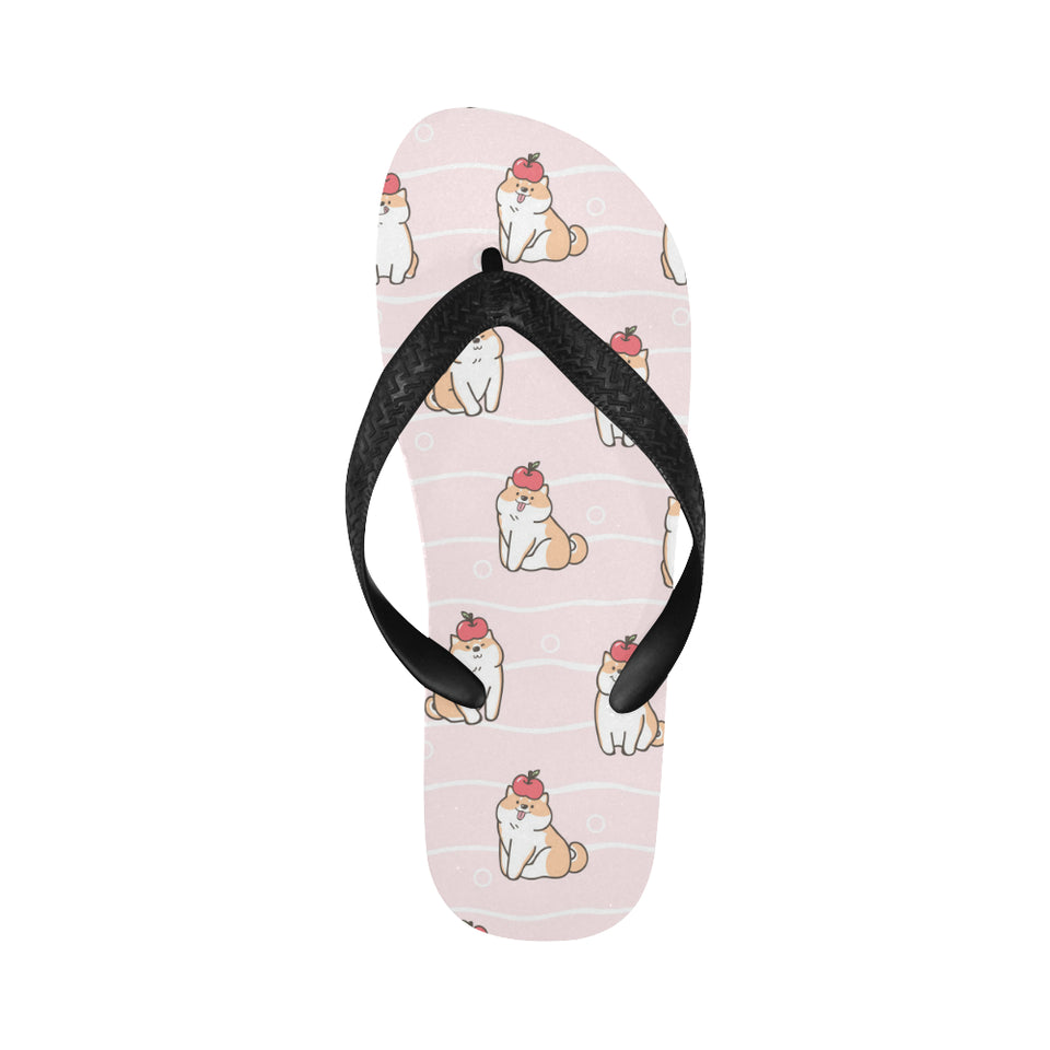 Cute Shiba Inu Dog Apple pattern Unisex Flip Flops