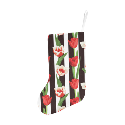 red and white tulips pattern Christmas Stocking