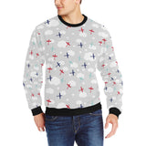 Airplane cloud grey background Men's Crew Neck Sweatshirt