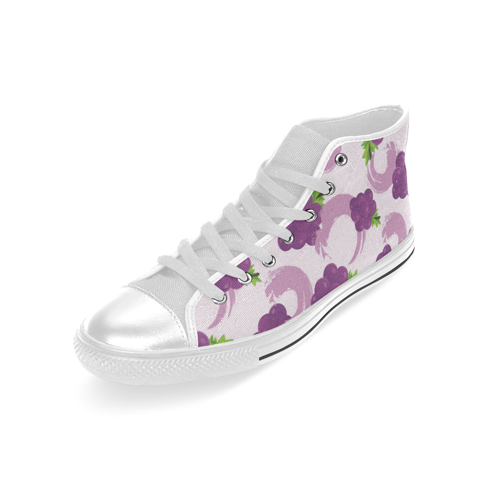 Cute Grape pattern Men's High Top Canvas Shoes White