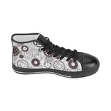 Classic vintage clock pattern Women's High Top Canvas Shoes Black