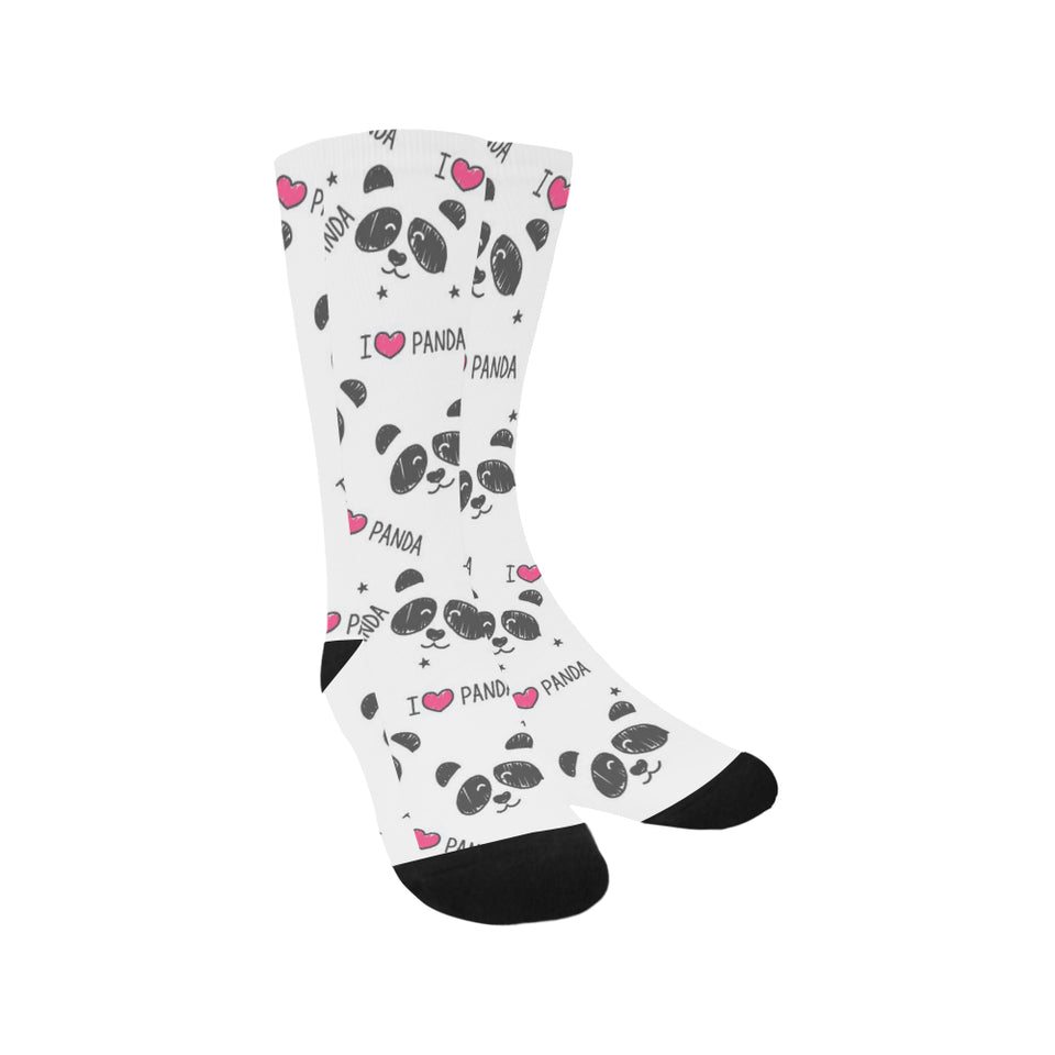 Hand Drawn faces of pandas pattern Crew Socks