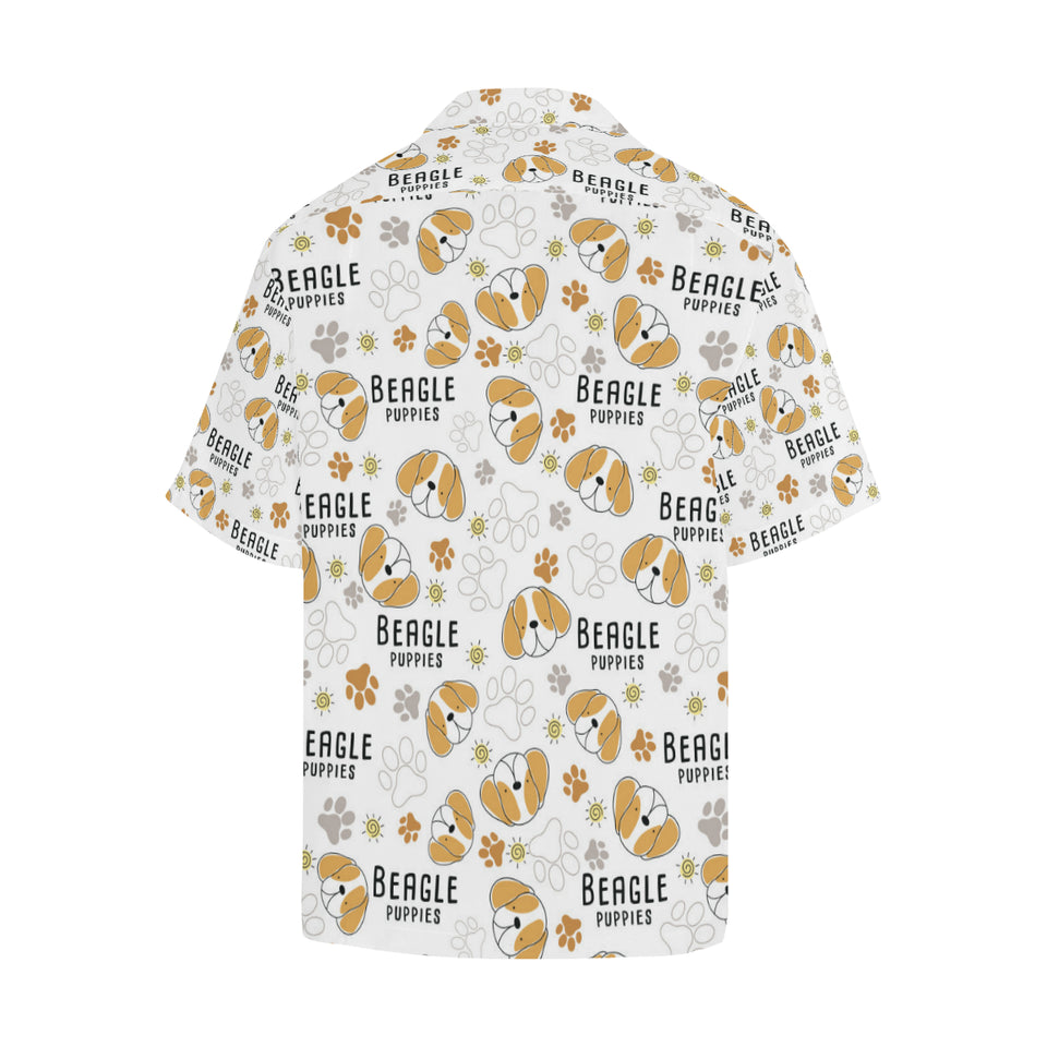 Cute beagle dog pattern background Men's All Over Print Hawaiian Shirt