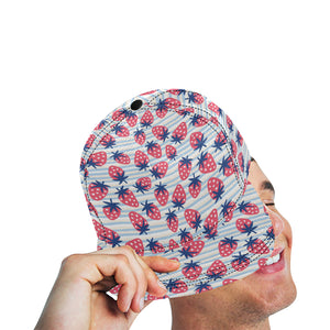 Strawberry pattern blue lines background All Over Print Snapback Cap