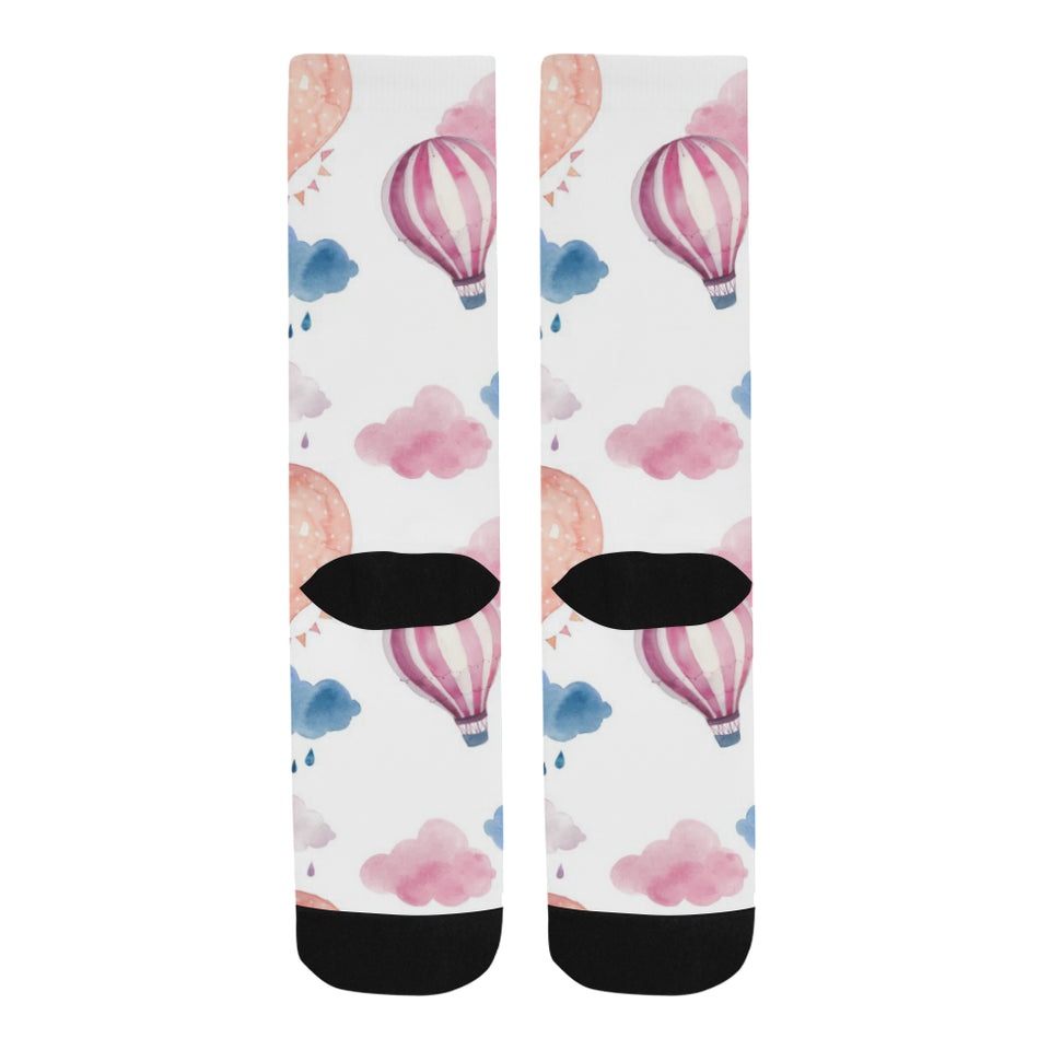 Watercolor air balloon cloud pattern Crew Socks