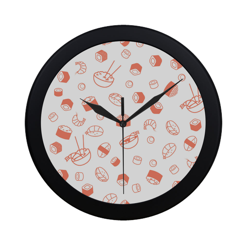 Sushi pattern Elegant Black Wall Clock