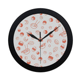 Sushi pattern Elegant Black Wall Clock
