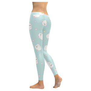 White cute hamsters heart pattern Women's Legging Fulfilled In US