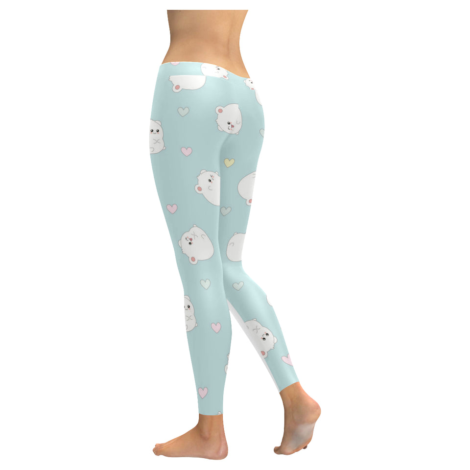 White cute hamsters heart pattern Women's Legging Fulfilled In US