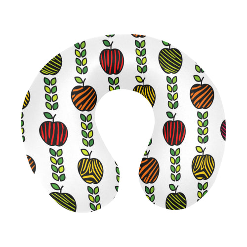 colorful apples leave zebra stripe U-Shaped Travel Neck Pillow