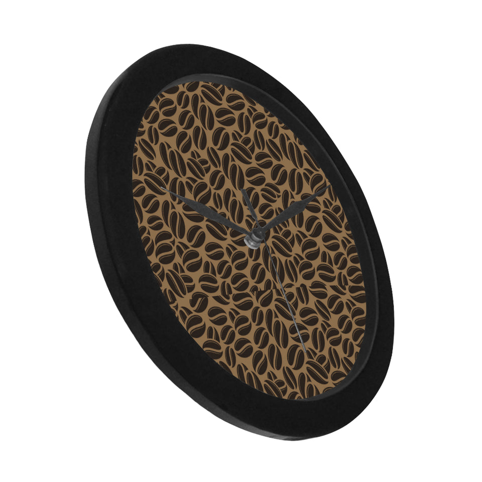 Coffee bean on brown background Elegant Black Wall Clock
