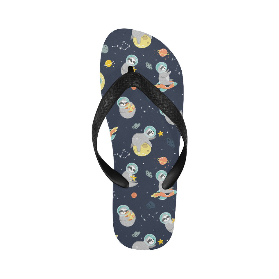 Cute sloth astronaut star planet rocket pattern Unisex Flip Flops