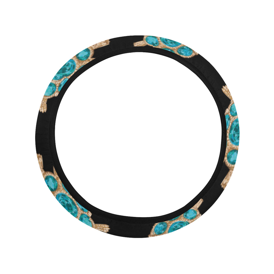Sea turtle blue stone pattern Car Steering Wheel Cover