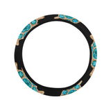 Sea turtle blue stone pattern Car Steering Wheel Cover