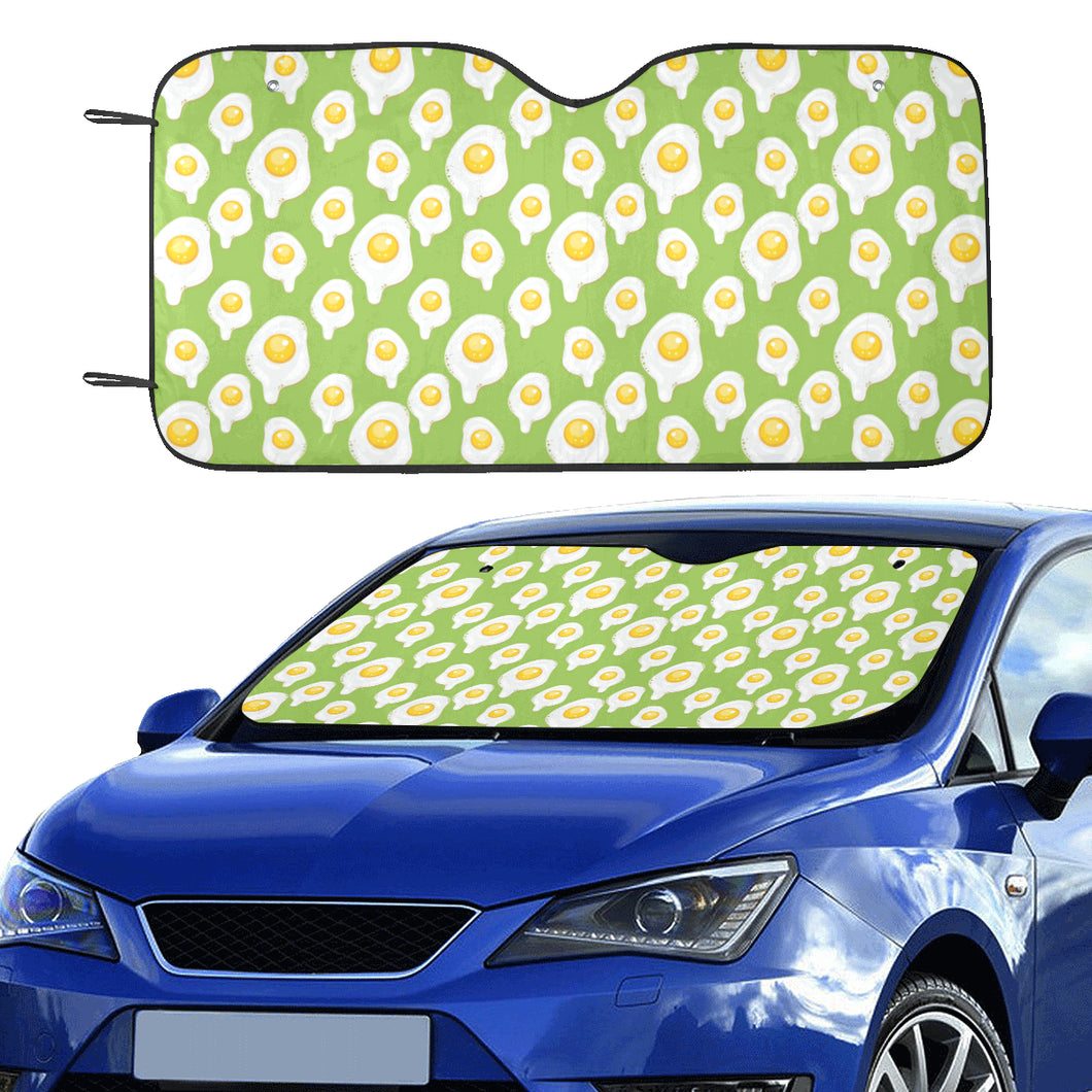 Fried Eggs Pattern Print Design 01 Car Sun Shade