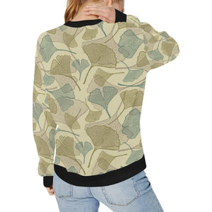 Ginkgo leaves design pattern Women's Crew Neck Sweatshirt