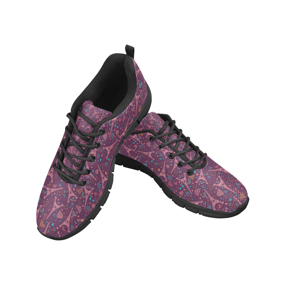Eiffel Tower Heart Pattern Print Design 04 Women's Sneaker Shoes