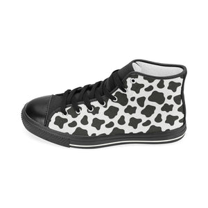 Cow skin pattern Women's High Top Canvas Shoes Black