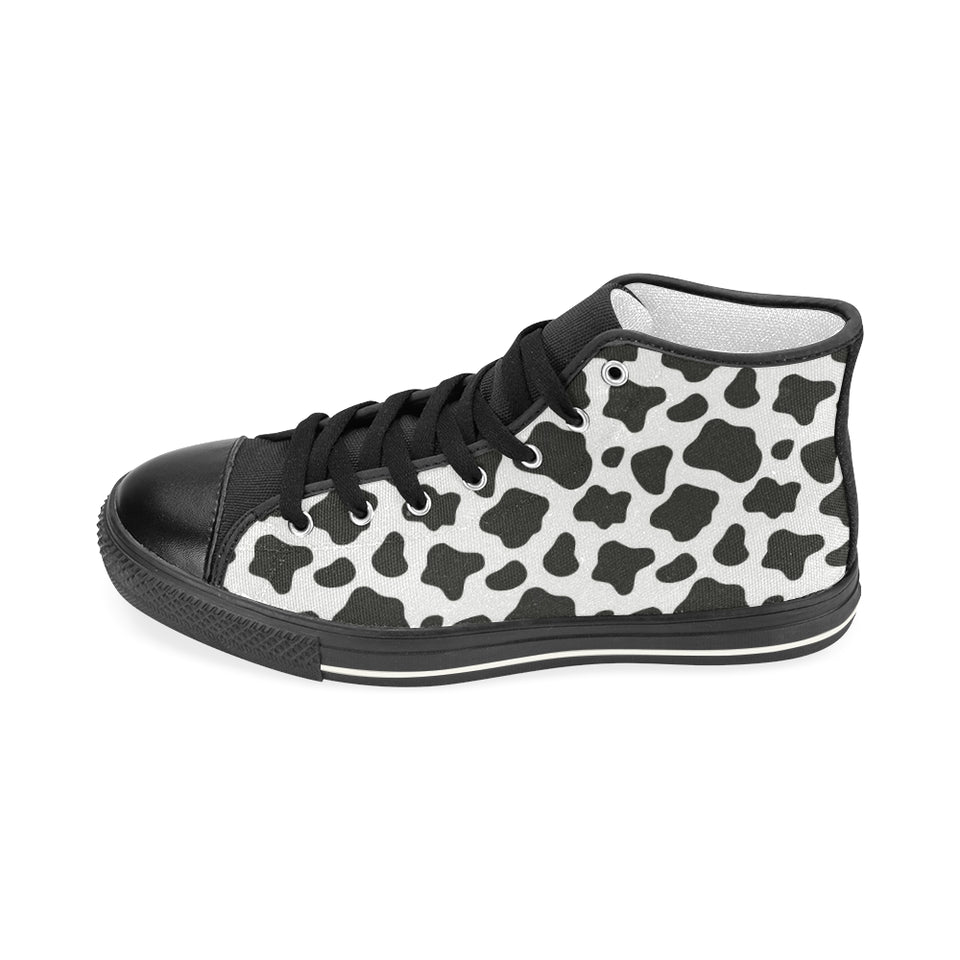 Cow skin pattern Women's High Top Canvas Shoes Black