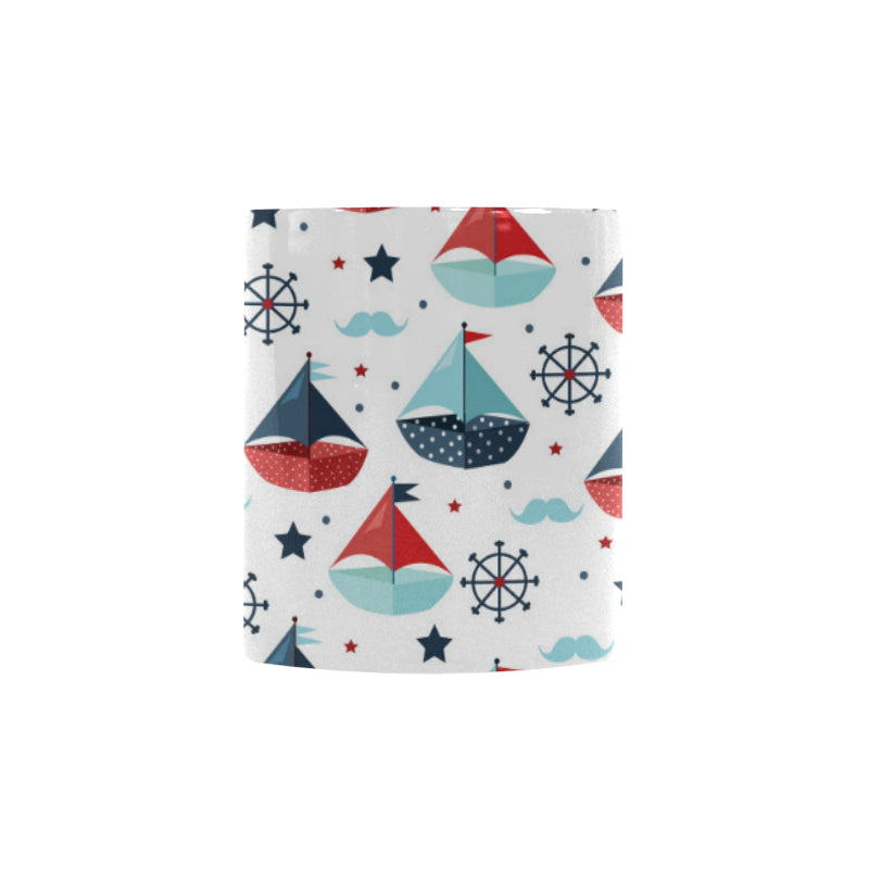 Cute color paper sailboat pattern Morphing Mug Heat Changing Mug