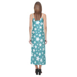 Vintage star pattern V-Neck Open Fork Long Dress