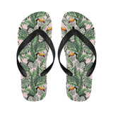 Toucan tropical green jungle palm pattern Unisex Flip Flops
