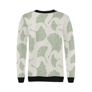 Ginkgo leaves pattern Women's Crew Neck Sweatshirt