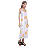 cute onions smiling faces purple background V-Neck Open Fork Long Dress