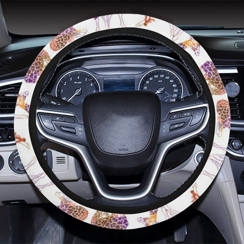 Giraffe Pattern Print Design 02 Car Steering Wheel Cover
