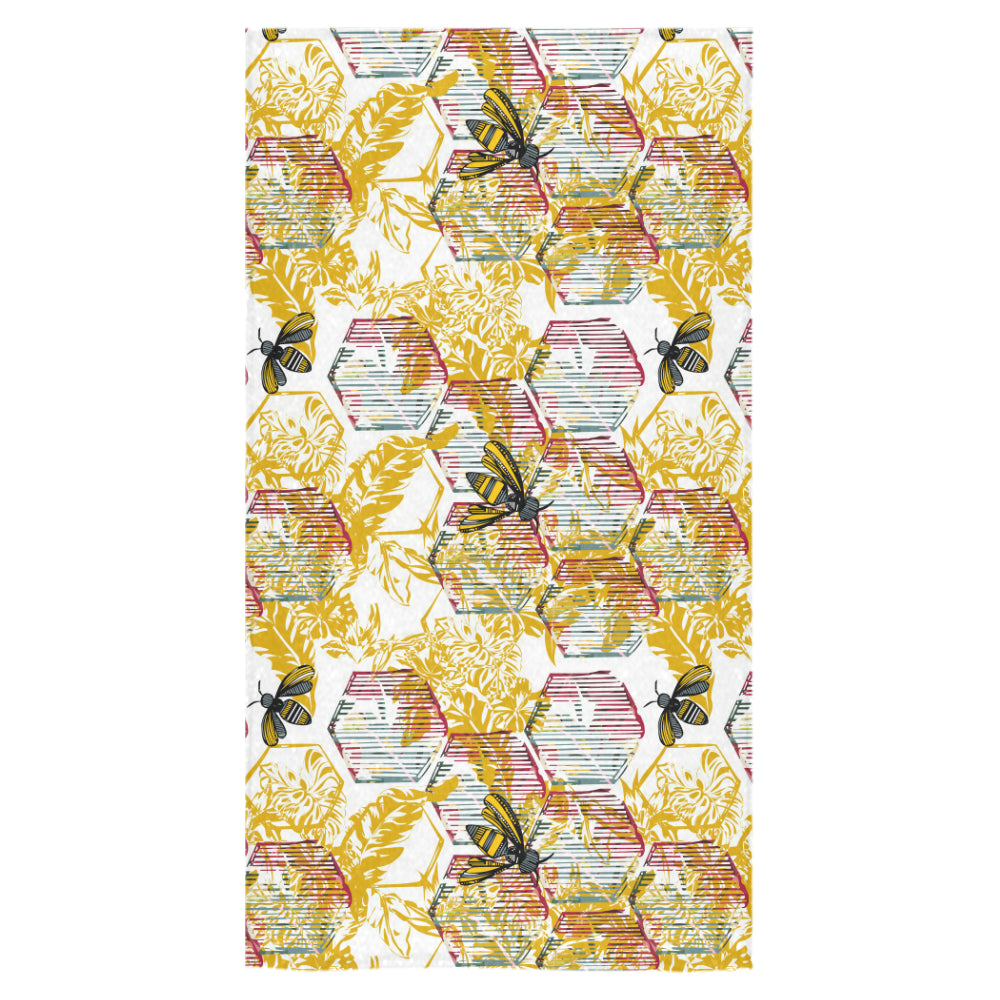 Cool Bee honeycomb leaves pattern Bath Towel